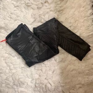 SPANX Faux Leather Moto Leggings BLACK